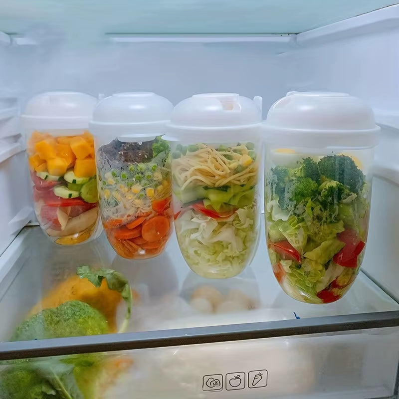 Portable Salad Cup, Breakfast Salad Cup, Sealed Leak Proof Cup with Fork and Sauce Box, Bento Box, Yogurt Storage Bowl, Lunch