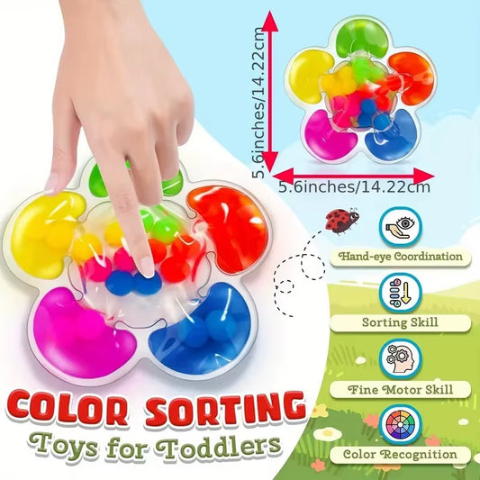 1Pc Color Sorting Sensory Squeeze Toy Vibrant Multi-Color PVC Beads for Youngsters Soft Pinch Pop Fidget Toys Games Party Gifts