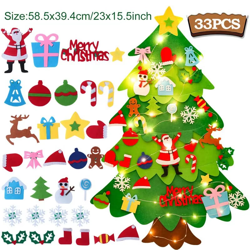 DIY Felt Christmas Tree Christmas Decoration for Home Navidad Noel 2025 New Year Christmas Ornaments Santa Claus Xmas Kids Gifts