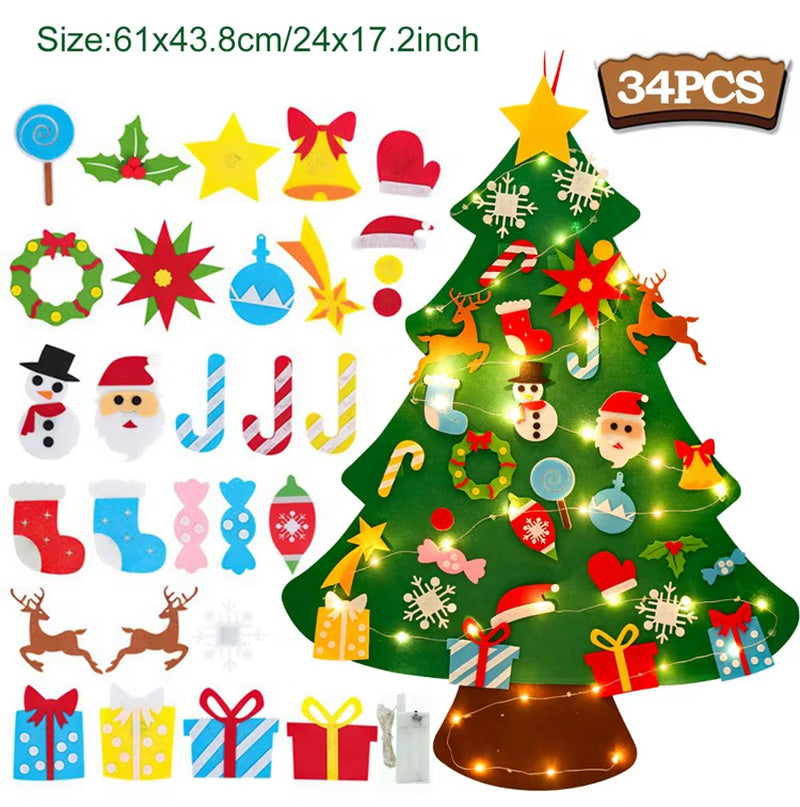 DIY Felt Christmas Tree Christmas Decoration for Home Navidad Noel 2025 New Year Christmas Ornaments Santa Claus Xmas Kids Gifts